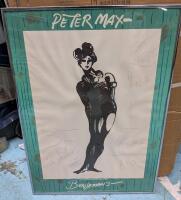 Vintage Framed Signed Peter Max Poster From Benjamin's Art Gallery. 1983. 25.5" by 18.5"