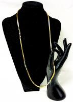 Gorgeous Vintage Signed SHERMAN Brick Link Necklace With Faceted Glass Beads, 29" Long