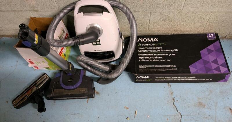NOMA SurfaceElite Powerhead Bagged Canister Vacuum. Accessory kit missing 2 pieces. Original Retail Price $350.