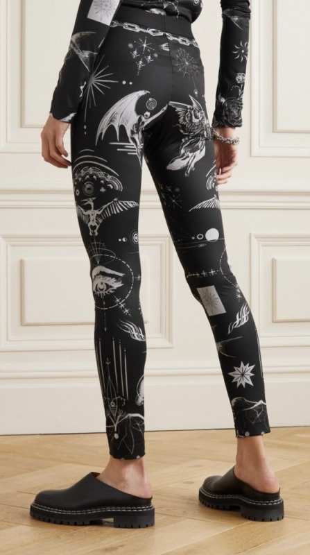 New Sacai + JEAN PAUL GAULTIER SACAI + Dr. Woo Printed Jersey Leggings in Black Polyester (Size 4)