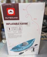 As-New OUTBOUND 1 Person Inflatable Kayak, 9' &times; 32", 256lb Capacity, Retails $179.99 [48 Hour R&T Warranty, See Description]