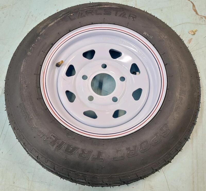 New - Carlstar 5.30-12 5-Bolt Trailer Tire Assembly . Retail $120