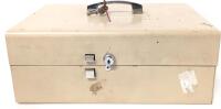 Vintage Metal Money / Lock Box With Key, 12" &times; 8" &times; 4.75", Can Be Hung On Wall