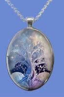 Tree Of Life Oval Glass Vintage Inspired Pendant Necklace Pendant 2&rsquo;&rsquo; with bale Chain 19&rsquo;&rsquo; Beautiful Mesmerizing Colours
