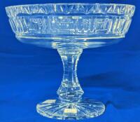 Vintage Lead Crystal Pedestal Compote Candy Dish Designed in Ireland, 7.75" Diam &times; 6.5" Tall, No Chips or Cracks