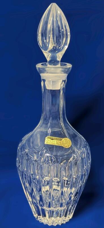 Heavy Vintage CZECH 24% PbO Lead Crystal BOHEMIA Decanter, 13.5" Tall (Including Stopper), No Chips or Cracks
