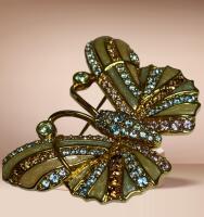 Swarovski Signed Butterfly Brooch set with Multi Color Crystals with Enamel approximately 1.5 x 2&rsquo;&rsquo; One dull stone