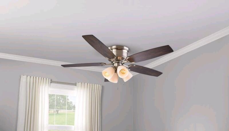 New For Living 52" 5-Reversible Blade 3-Speed 4-Lights Ceiling Fan, Brushed Nickel. Retails for $145