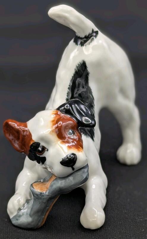 Vintage ROYAL DOULTON H.N. 2654 Jack Russell Terrier Puppy Chewing Slipper, Bone China England, 3.25" Tall, No Chips or Cracks