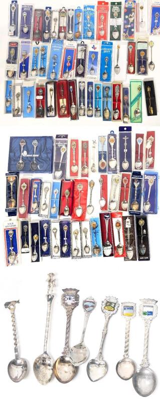 89 Vintage Collector's Spoons From Around The World, Most In Cases. One Loose Spoon Marked Sterling