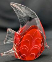 Gorgeous Vintage Art Glass Angelfish Paperweight, 5.5" Tall, No Chips or Cracks