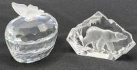 Swarovski Crystal Butterfly Trinket Box 2.5 x 2 x 2.5" & Mats Jonasson Swedish Bear Crystal Paperweight 3" Long