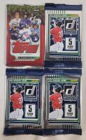 2022 Topps MLB Baseball Trading Card Sealed Wax Pack (1) & 2025 Panini Donruss MLB Baseball Trading Card Sealed Wax Packs (3) .