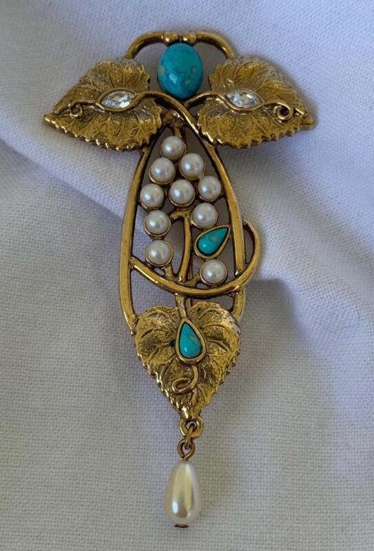 Glass by Suzanne - Fused Metal and Glass Angel Shaped Gorgeous Embellished Brooch approximately 3&rsquo;&rsquo;