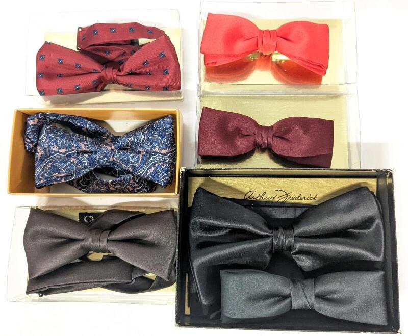 7 Vintage Bows! 3 Classic Bow Ties & 4 Clip-On Bow Ties, Most Bought From Eatons, Includes 1 Marked 100% Silk