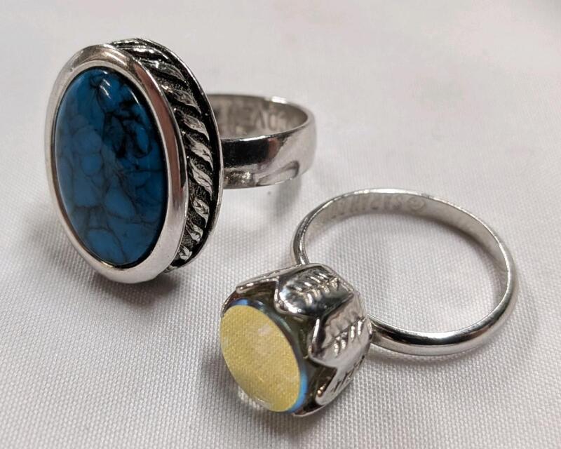 2 Sarah Coventry Rings. Blue Stone size 6.5, Other Size 6.