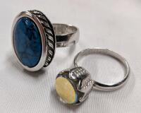 2 Sarah Coventry Rings. Blue Stone size 6.5, Other Size 6.