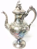 Antique Rogers, Smith & Co USA Swan Finial Intricately Designed & Detailed Silver Plated Tea Pot No. 1856 6, 12" Tall
