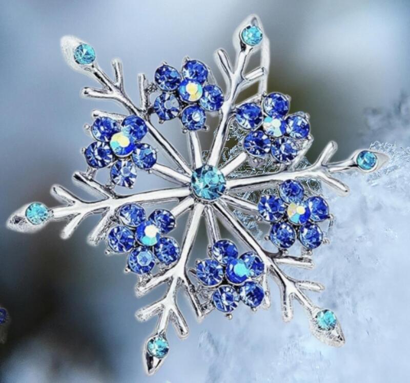 Winter Aqua Ice Blue Crystal Rhinestone Frozen Winter Brooch Crisp & Lovely 2.25&rsquo;&rsquo;