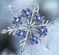 Winter Aqua Ice Blue Crystal Rhinestone Frozen Winter Brooch Crisp & Lovely 2.25&rsquo;&rsquo;