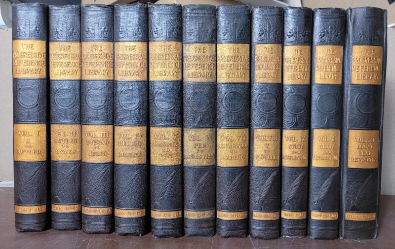 1932 Edition The Progressive Reference Library w/Loose Leaf Revision Service , 11 Volumes - Complete Set