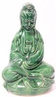Large Vintage Ceramic KUAN-YIN (Buddhist Goddess of Compassion & Mercy) Statue, 13.5" Tall, No Chips or Cracks, Writing On Bottom