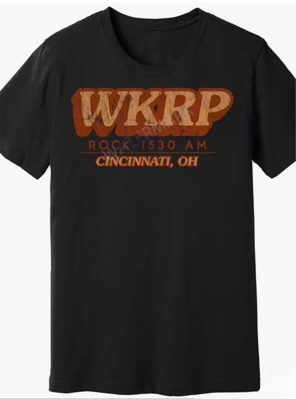 New Size XL WKRP Cincinnati Ohio Rock 1530 AM Vintage Retro Graphic T-Shirt - High Quality Soft Breathable 100 % Cotton Tee with Bold Radio Station Design, Loose Fit Crew Neck Short Sleeve Shirt for Men & Women Great for ant Retro Fan or Gift Giving