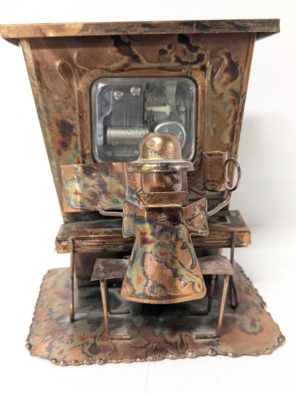 Vintage Hong Kong Brass Piano Man Music Box, Working! 6.25" Tall