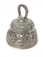 Heavy Vintage Hand Held Hand Bell, Highly Decorated With Latin Animals With Loud + Clear Clapper, 2.75" Tall, Animals: Leo (Lion), Aquila (Eagle), Agnus (Lamb), Pelicanus (Pelican)
