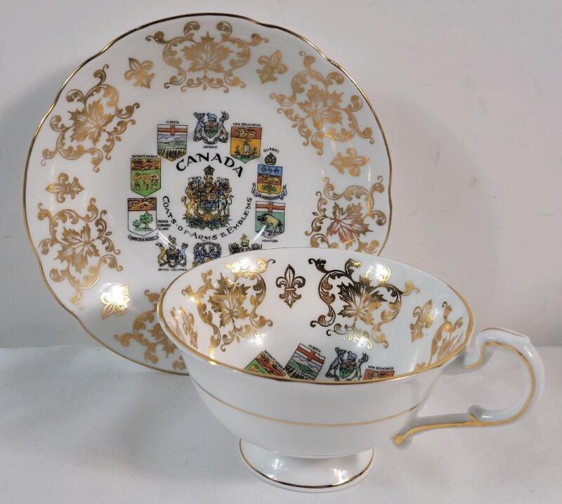 Vintage Paragon Canada Coats of Arms & Emblems Cup and Saucer . Both Ring True . No chips or cracks