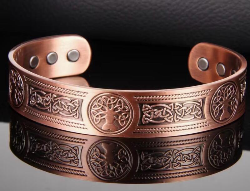 Strong 6 Magnet Copper Tree of Life Bracelet - Adjustable Solid Copper Cuff Bracelet, Celtic Knot Design 3&rsquo;&rsquo; Diameter