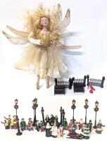 12" Magical Fairy Doll & Assorted Christmas Village Miniatures