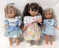 3 Vintage German ZAPF CREATION Girl Dolls With "Sleepy" Eyes, 10.75" - 12" Tall
