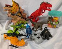 15+ Assorted Children's toys, Primarily Dinosaur Themed. Tallest Stands 10.5"