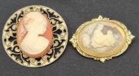 2 Vintage Brooches Cameo