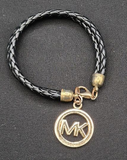 Micheal Korrs Leather Bracelet with 1" Charm 7.5" Long
