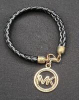 Micheal Korrs Leather Bracelet with 1" Charm 7.5" Long