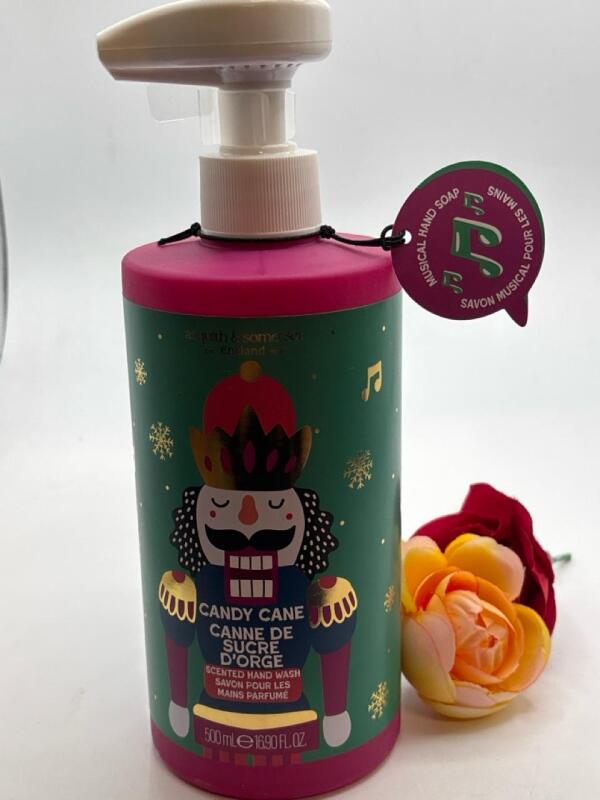 New Asquith & Sumerset Musical Candy Cane Scented Hand Wash 500ml England Plays when you Pump Nutcracker & Snowflakes no expiry noted