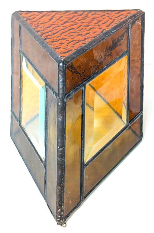 Neat Unfinished Stained Glass Light Cover (?), 5.5" &times; 9.25" &times; 5.25"