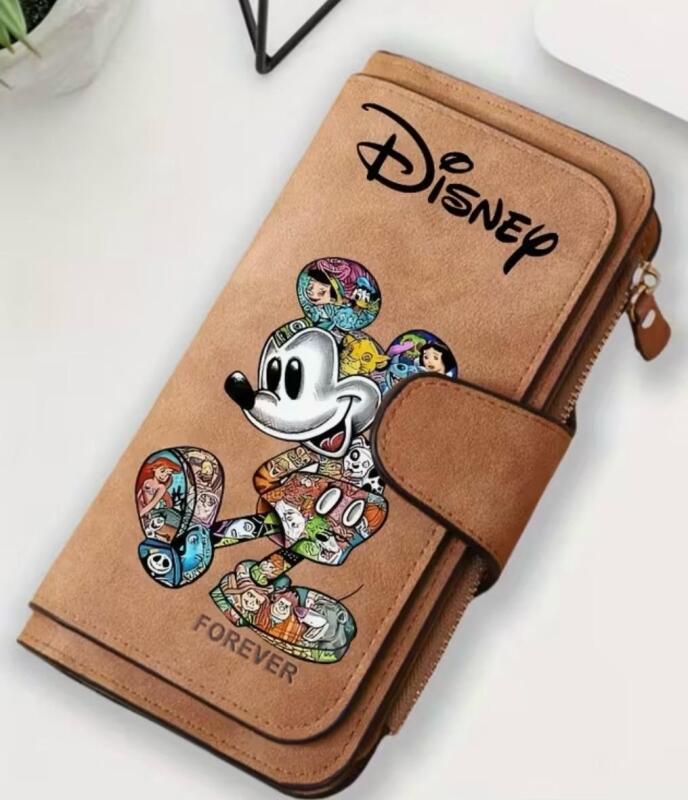 New Disney Mickey Mouse Multi-Functional Card Case - Cartoon Print Long Zipper Wallet with Multiple Card Slots, Large Capacity approximately 7.25&rsquo;&rsquo;