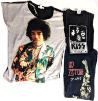 3 Size Med Unisex Band Tees: Forever 21 JIMI HENDRIX, KISS, Led Zeppelin (Double Sided Print)