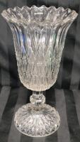 Vintage Crystal Hurricane Style Vase . Measures 10 &frac14;" tall . No chips or cracks