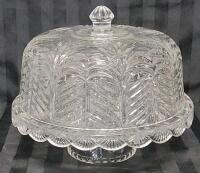 Vintage Portico 5th Ave Crystal Cake Tray / Punch Bowl / Dip Tray Combo .