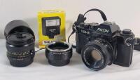 Ricoh XR-2 Camera w/28mm & 50mm Len plus EVA Auto Tele Converter 2x