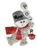 Snowman Brooch Power Ball Enamel Crystal Rhinestones Adorable Red Polka Dot Scarf 2&rsquo;&rsquo; - 3