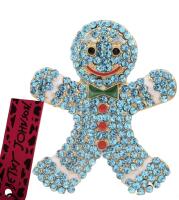 Adorable Betsey Johnson Tagged Sky Blue Rhinestones with Red & Black Enamel White Icing 2.25&rsquo;&rsquo; Brooch / Pendant