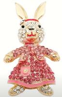 Charming Betsey Johnson Tagged Rhinestone Enamel Bunny Brooch / Pendant 1.70 x 2.85&rsquo;&rsquo;