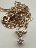 10K yellow Gold Chain Diamond Pendant