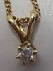 10K yellow Gold Chain Diamond Pendant - 2