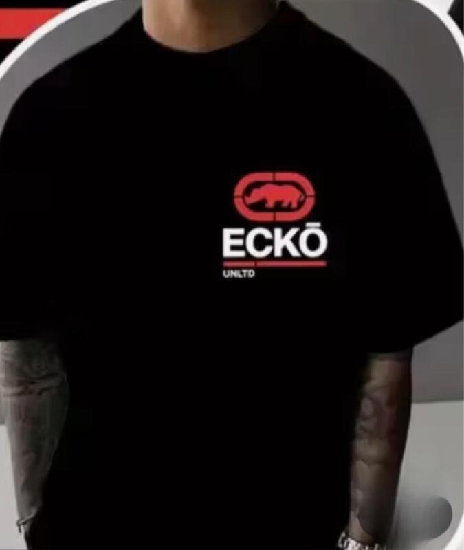 New Men's Size XXL ECKO UNLTD Black with Red & White Graphic Print Casual Short Sleeve T-Shirt Branded T Shirt 100% Polyester S/S Crew